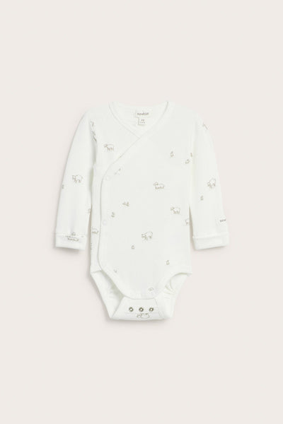Baby white bodysuit with lamb print