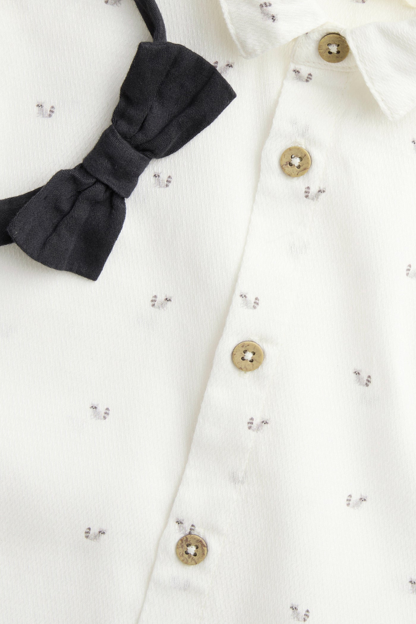 Kids' white woven shirt with bow tie