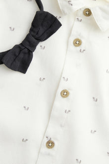 Kids' white woven shirt with bow tie
