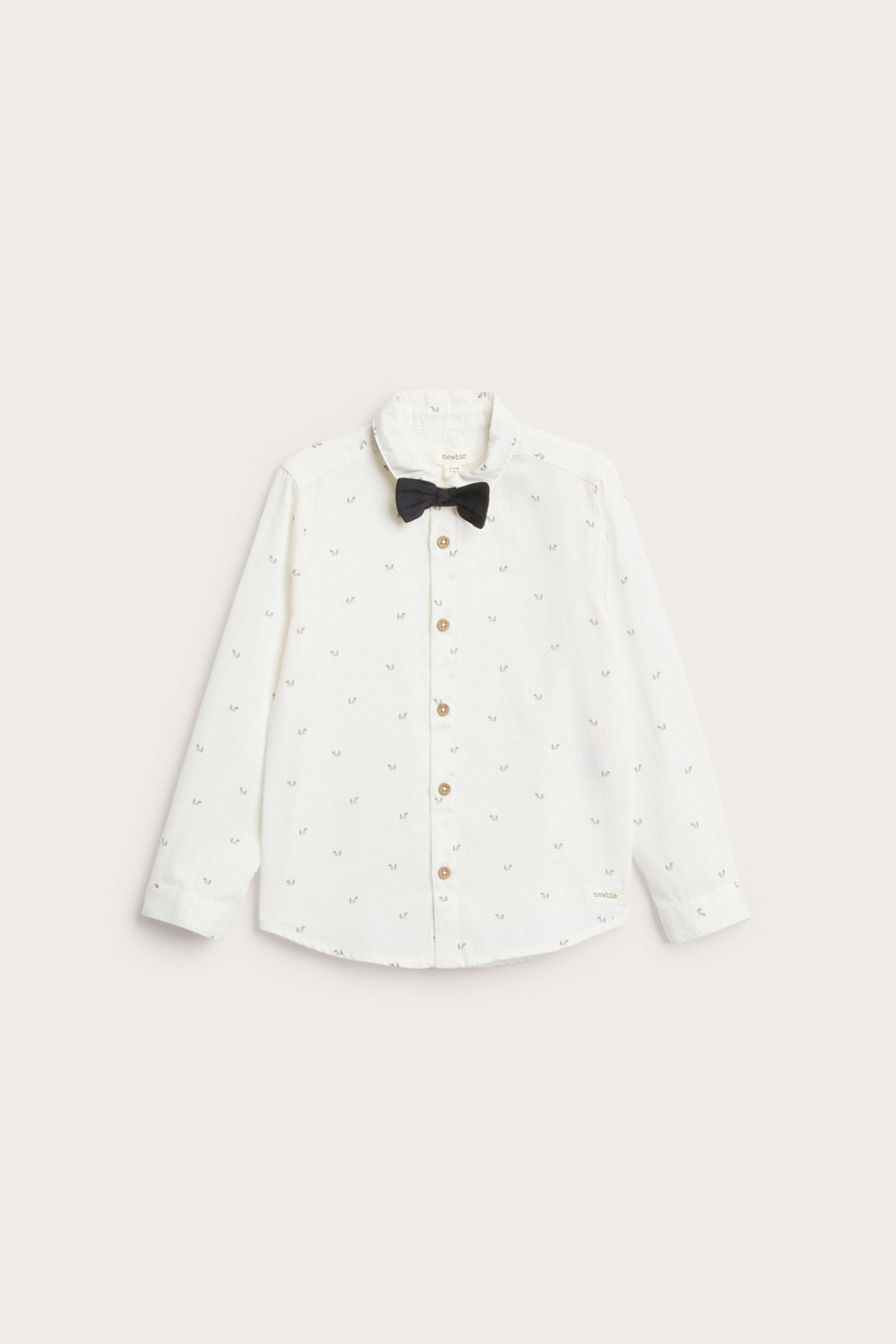 Kids' white woven shirt with bow tie