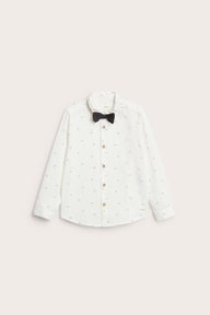Kids' white woven shirt with bow tie