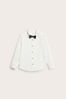 Kids' white woven shirt with bow tie