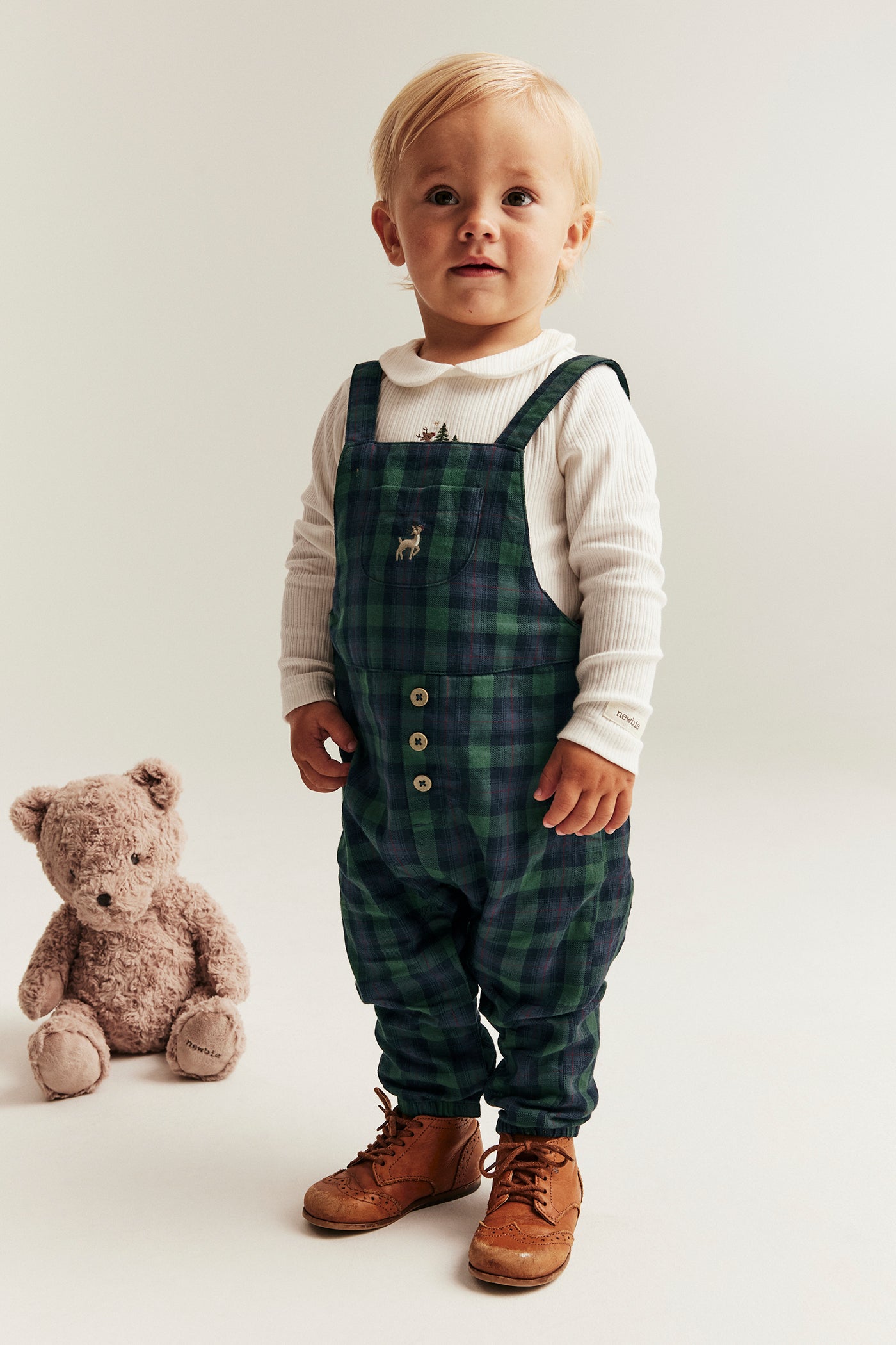 Baby blue checked dungarees