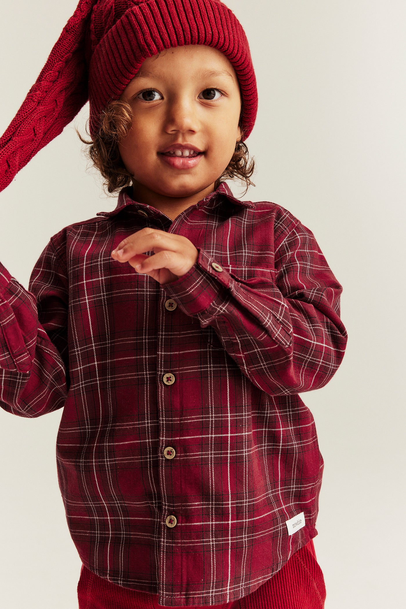 Kids´ red checked Christmas shirt