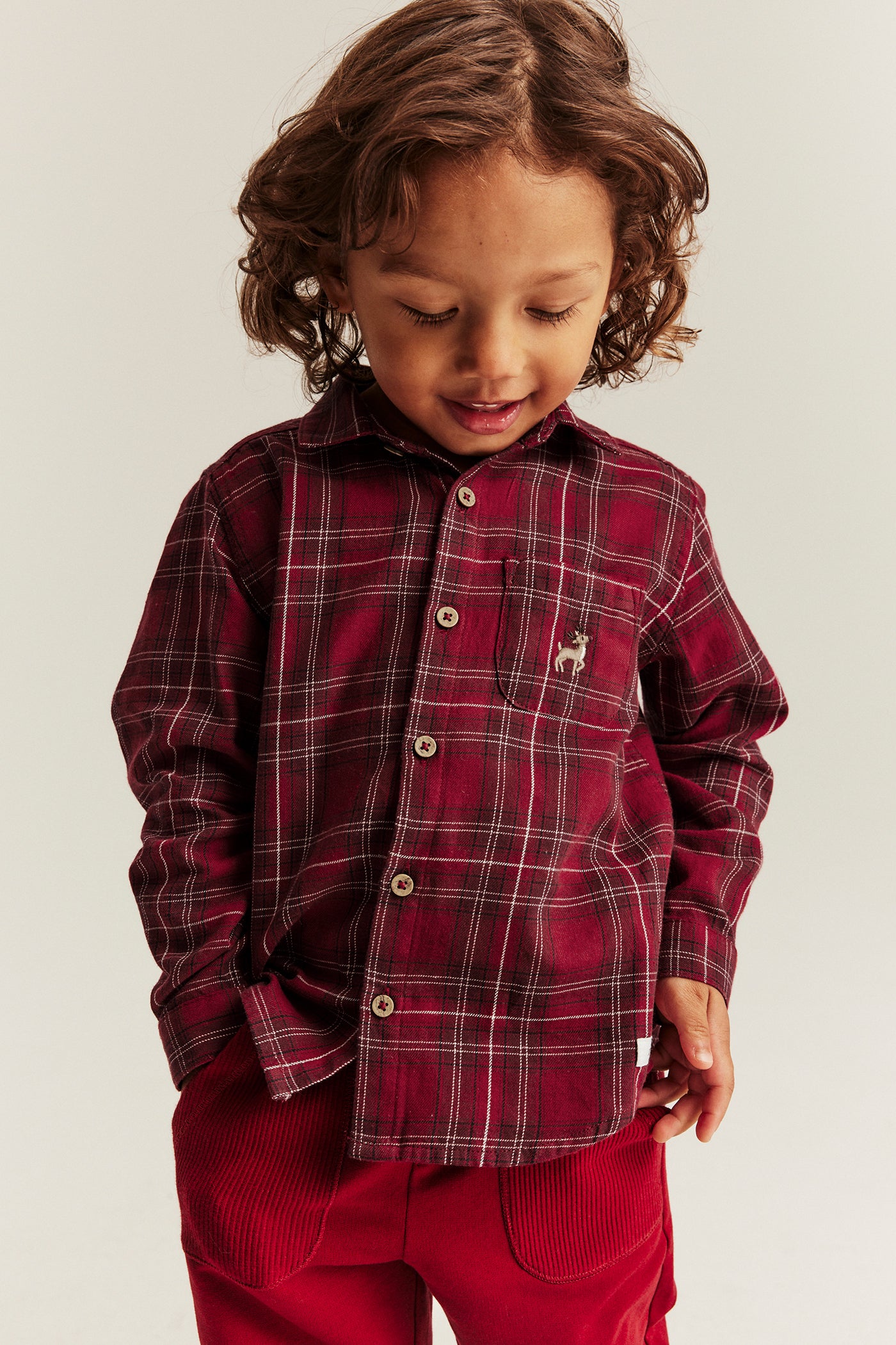 Kids´ red checked Christmas shirt