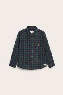 Kids’ blue checked Christmas shirt
