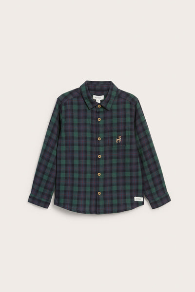 Kids’ blue checked Christmas shirt