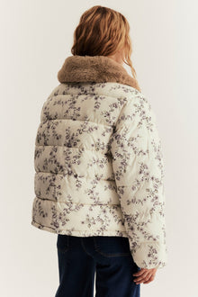 Women's beige floral padded jacket