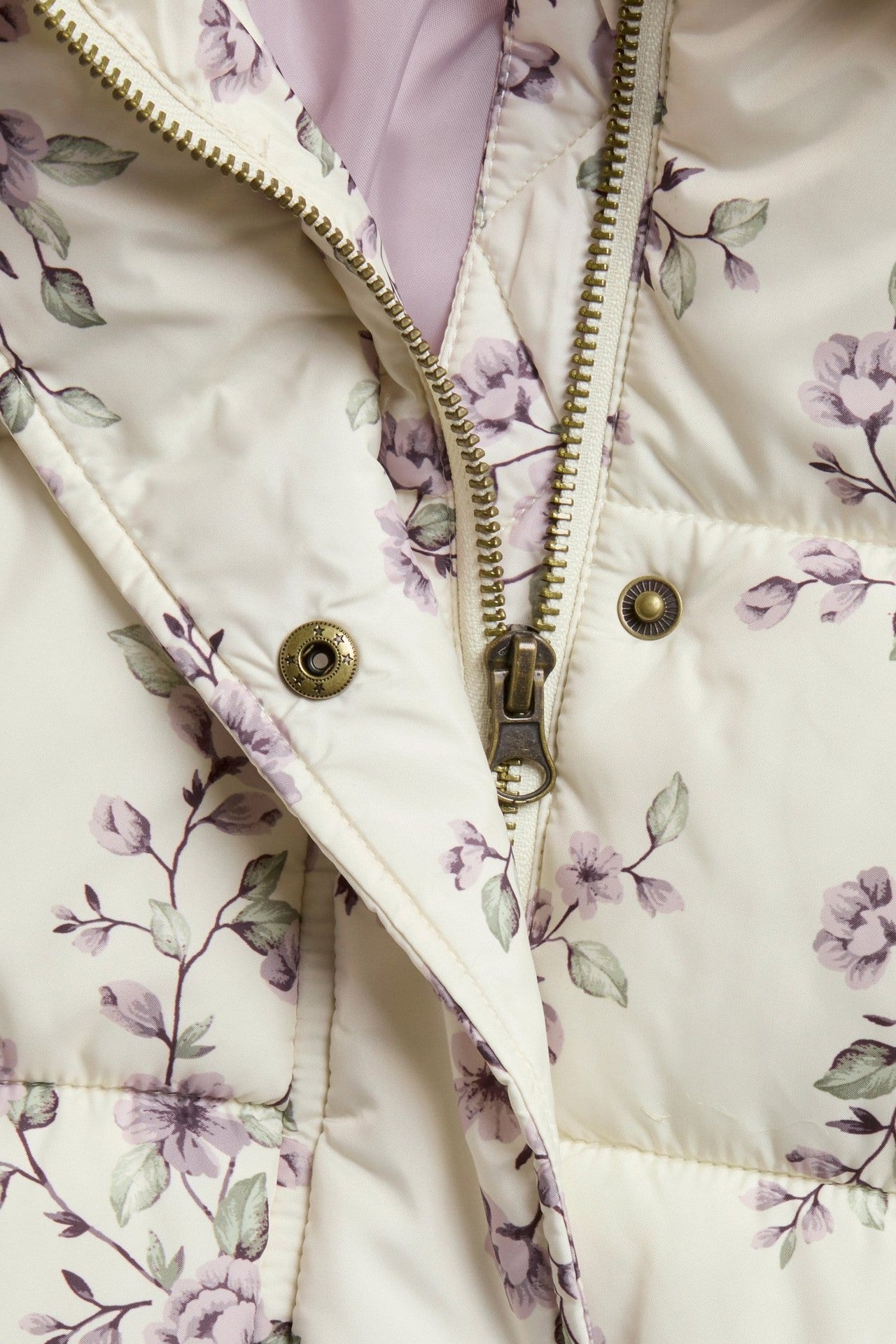 Women's beige floral padded jacket