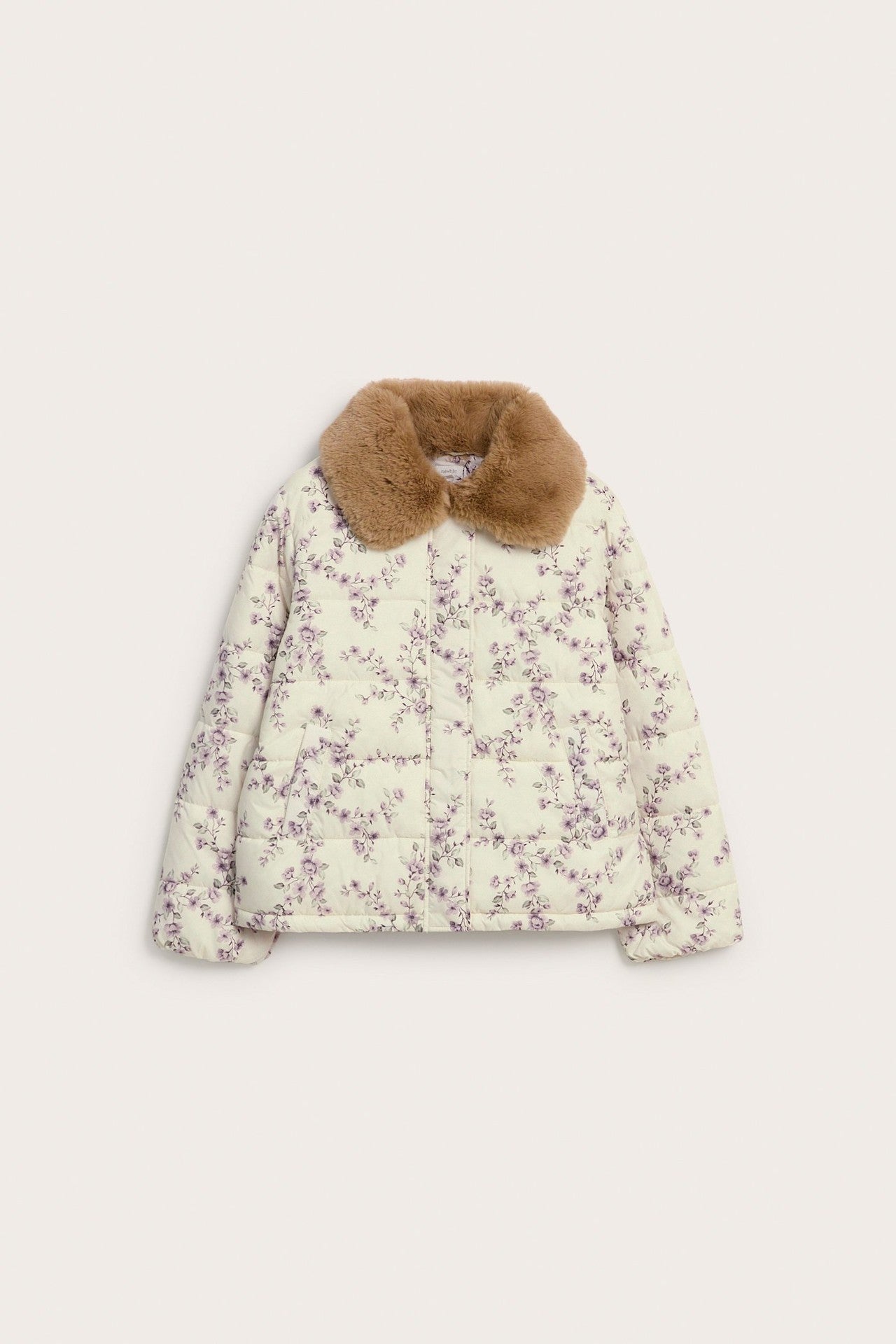 Women's beige floral padded jacket