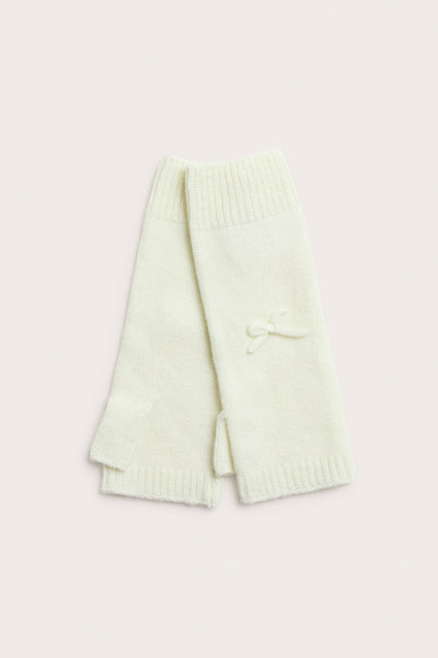 Women's white wool and cashmere blend wrist warmers