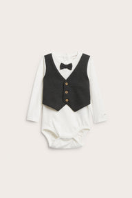 Baby white bodysuit with waistcoat