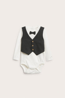 Baby white bodysuit with waistcoat