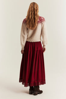 Women's  red skirt with lace details