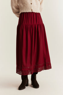 Women's  red skirt with lace details