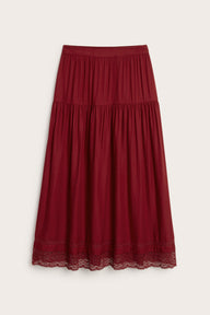 Women's  red skirt with lace details