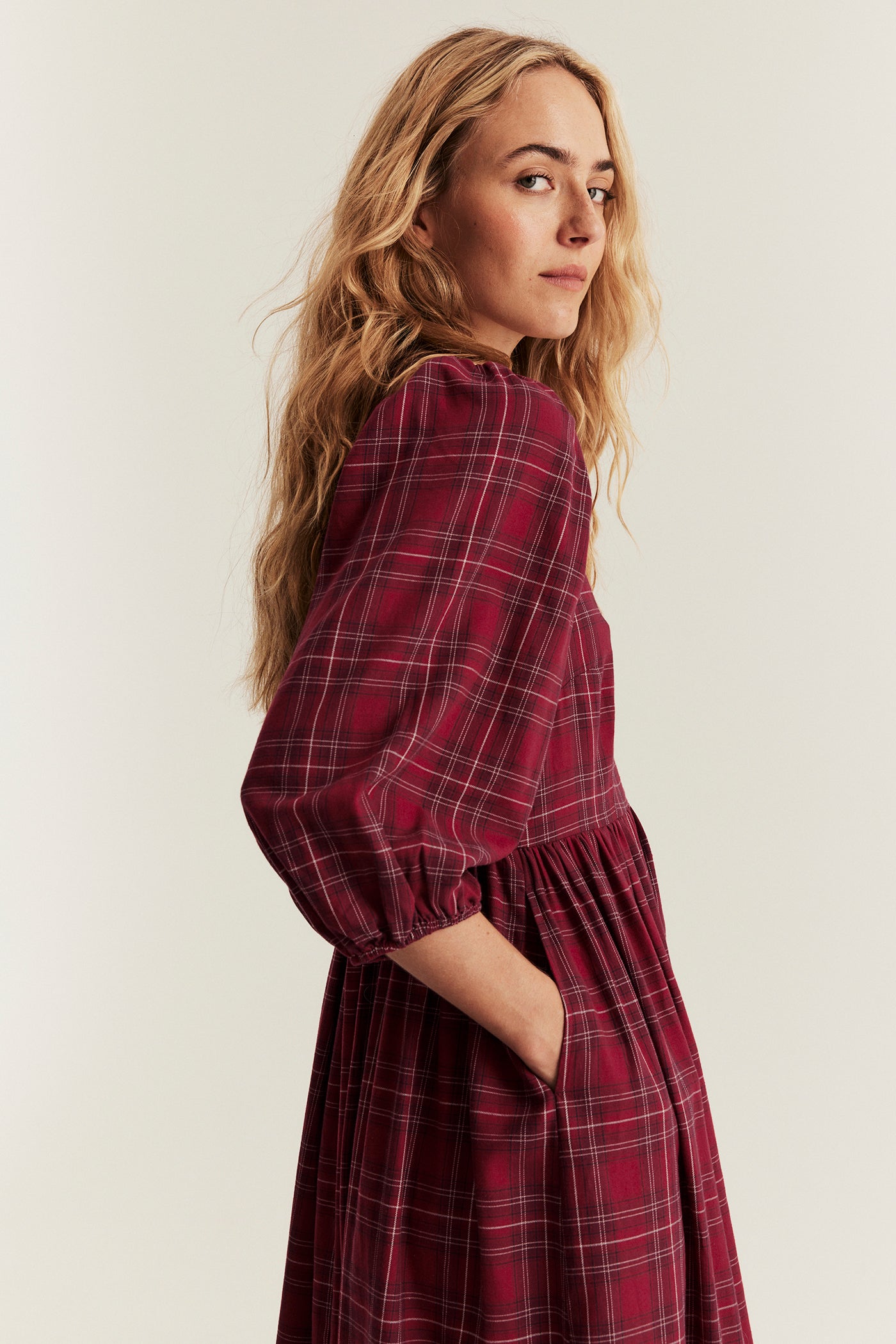 Women's red checked Christmas dress