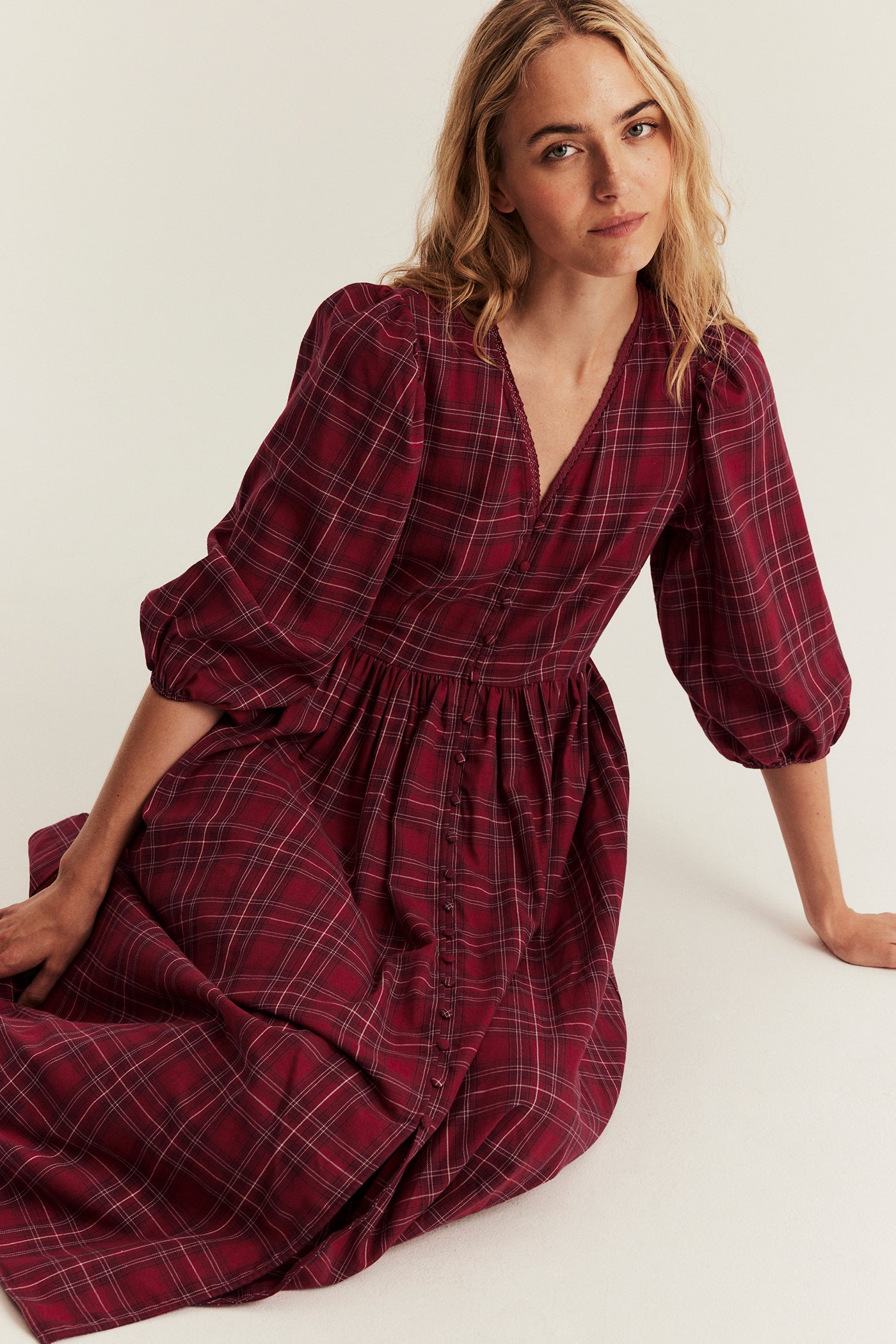 Women's red checked Christmas dress