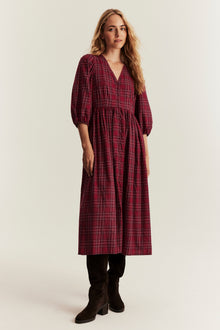 Women's red checked Christmas dress