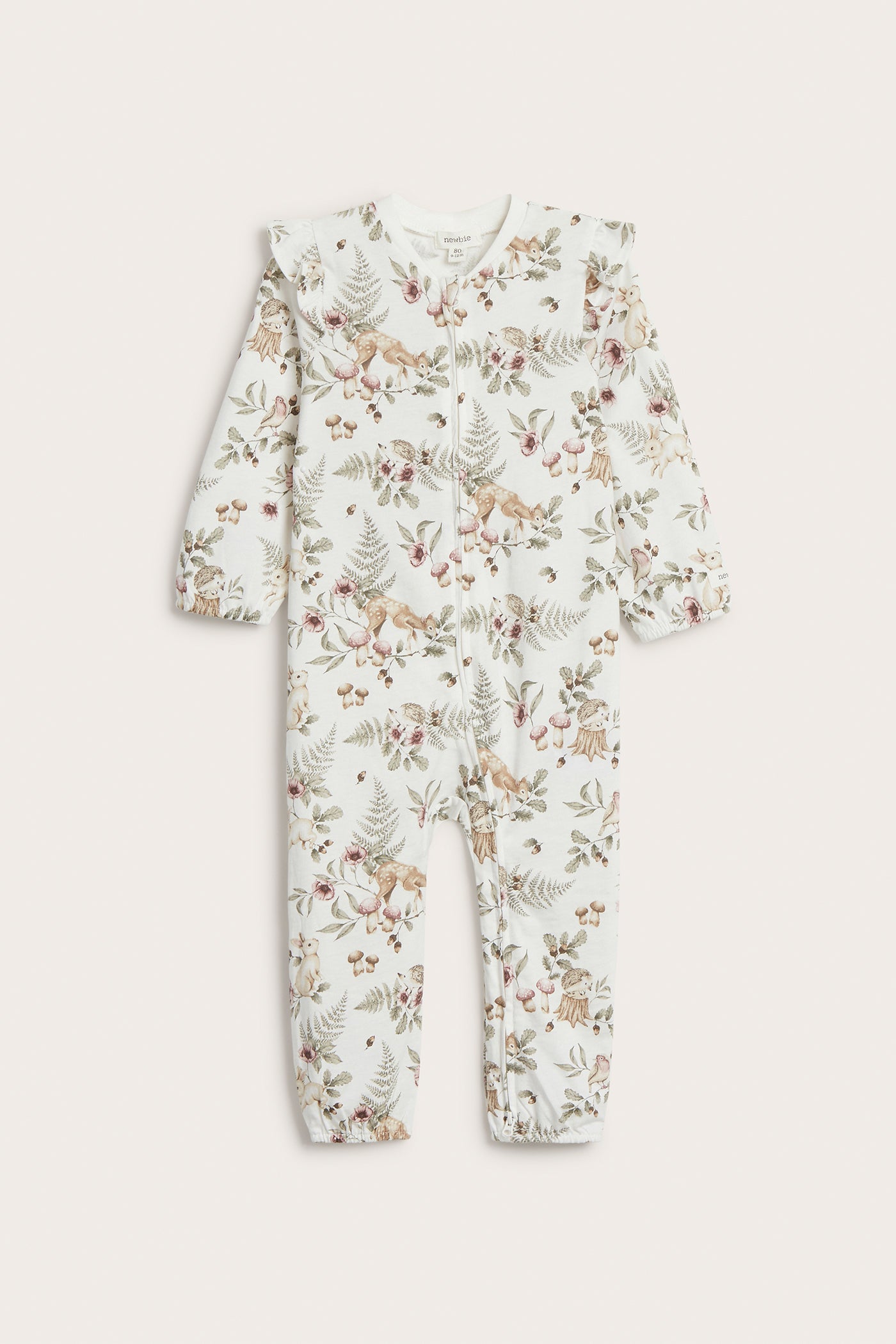 Baby white forest-patterned sleepsuit