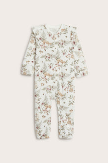 Baby white forest-patterned sleepsuit