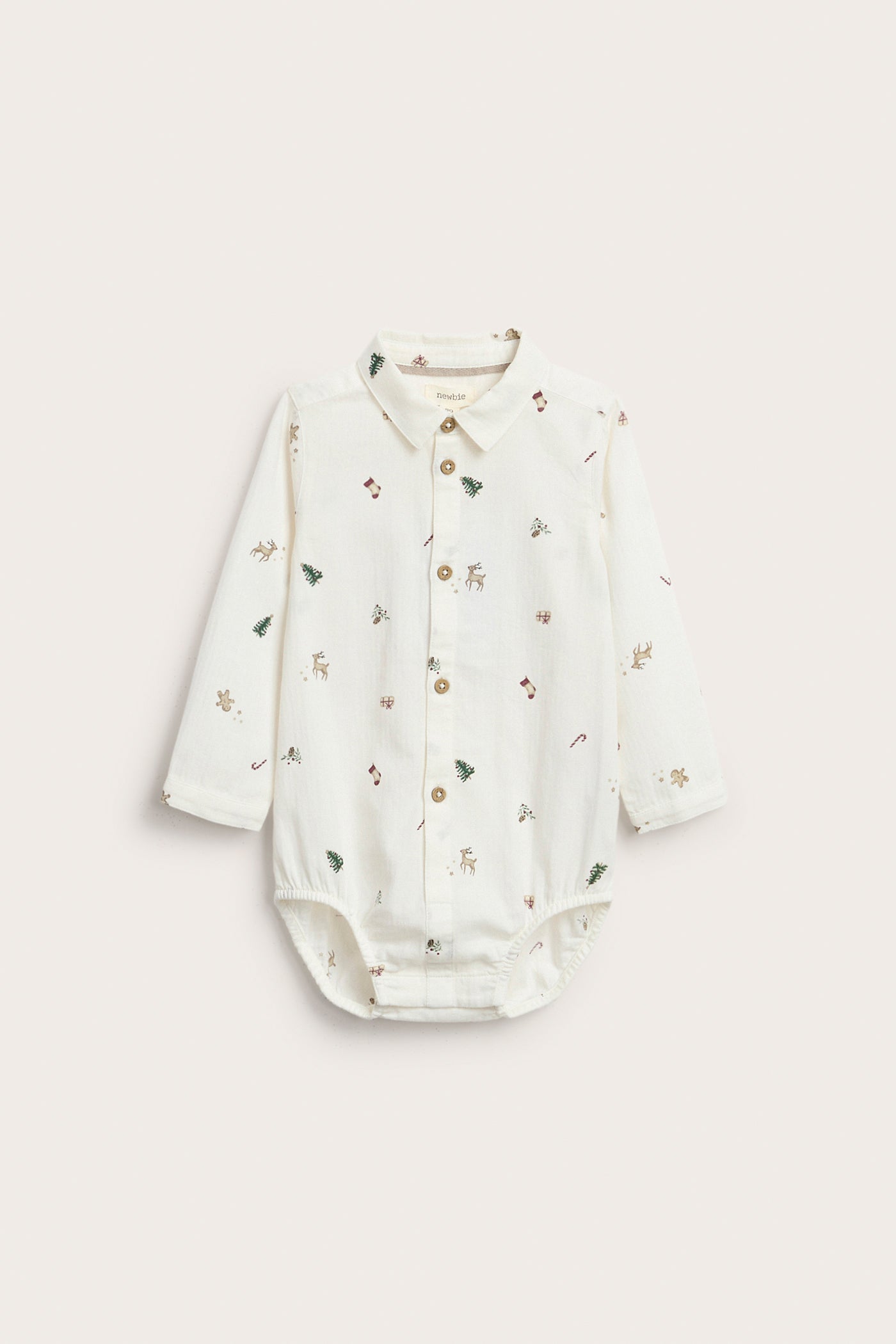 Baby white shirt bodysuit with Christmas print