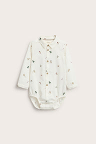 Baby white shirt bodysuit with Christmas print