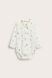 Baby white shirt bodysuit with Christmas print