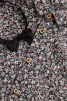Baby black ditsy floral shirt with bow tie