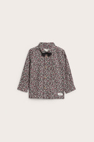 Baby black ditsy floral shirt with bow tie