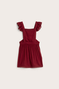 Kids' red apron with frill detail