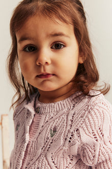 Baby pink floral embroidered cardigan