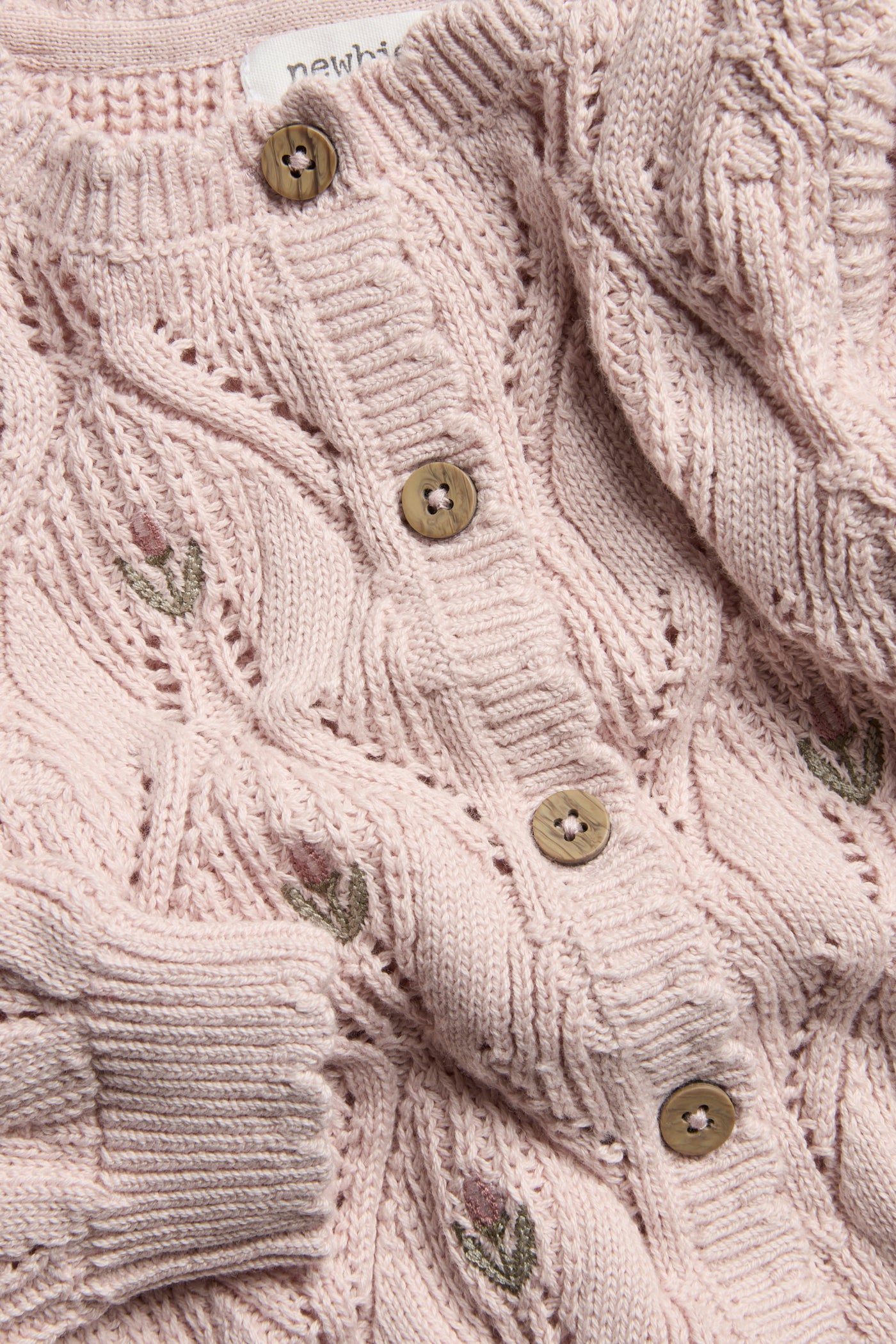 Baby pink floral embroidered cardigan