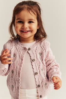 Baby pink floral embroidered cardigan