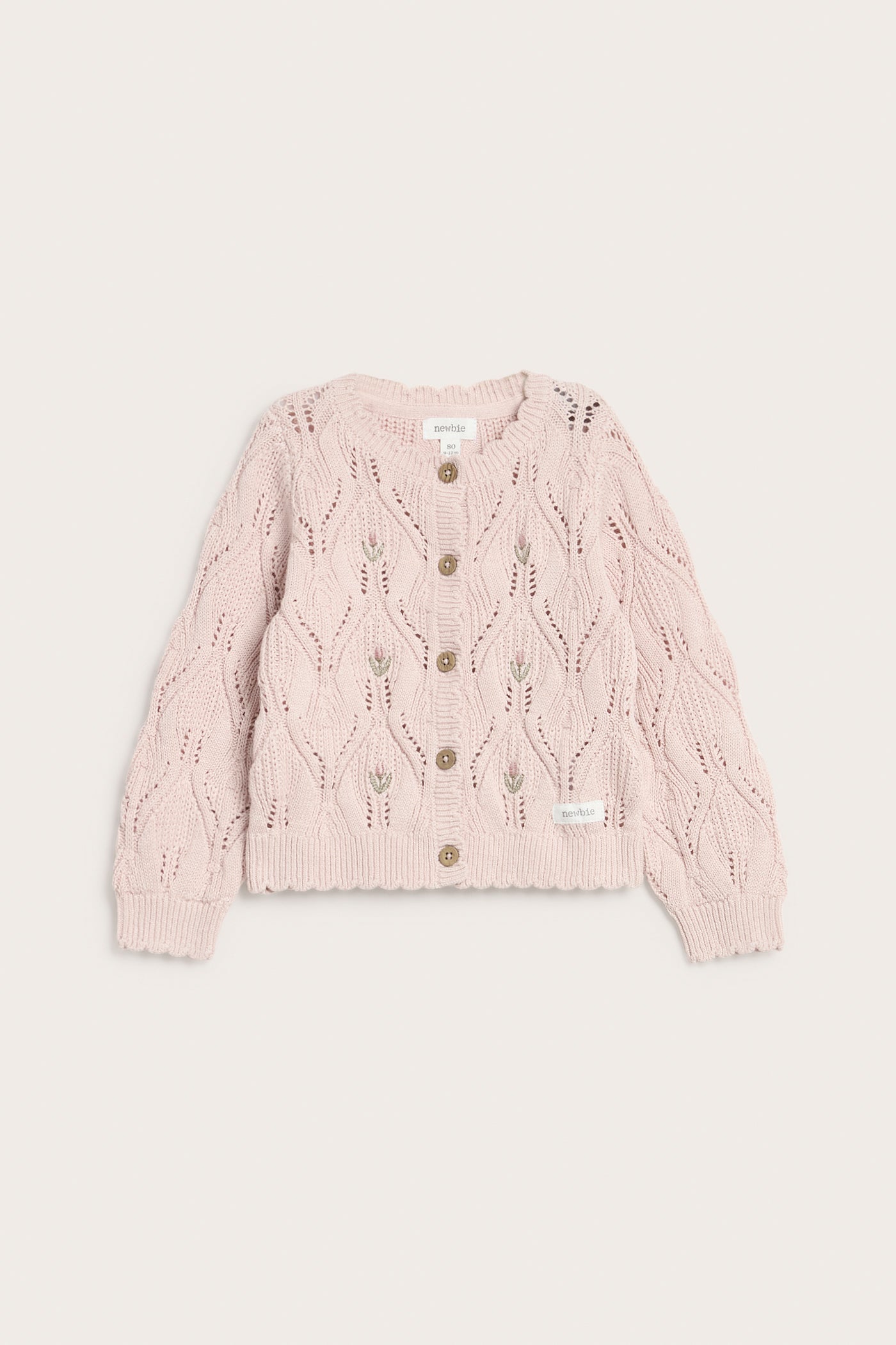 Baby pink floral embroidered cardigan