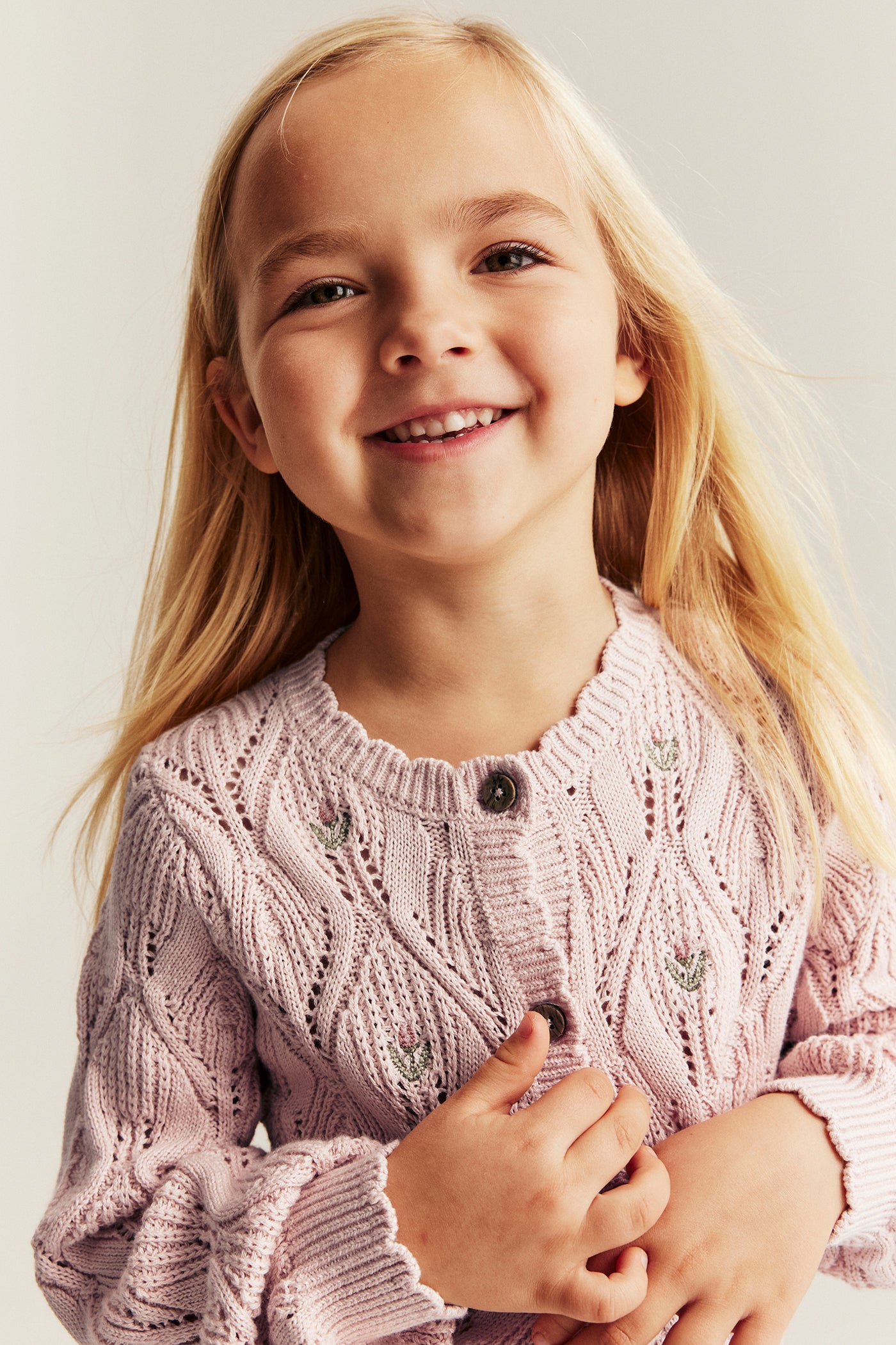 Baby & kids pink floral embroidered cardigan