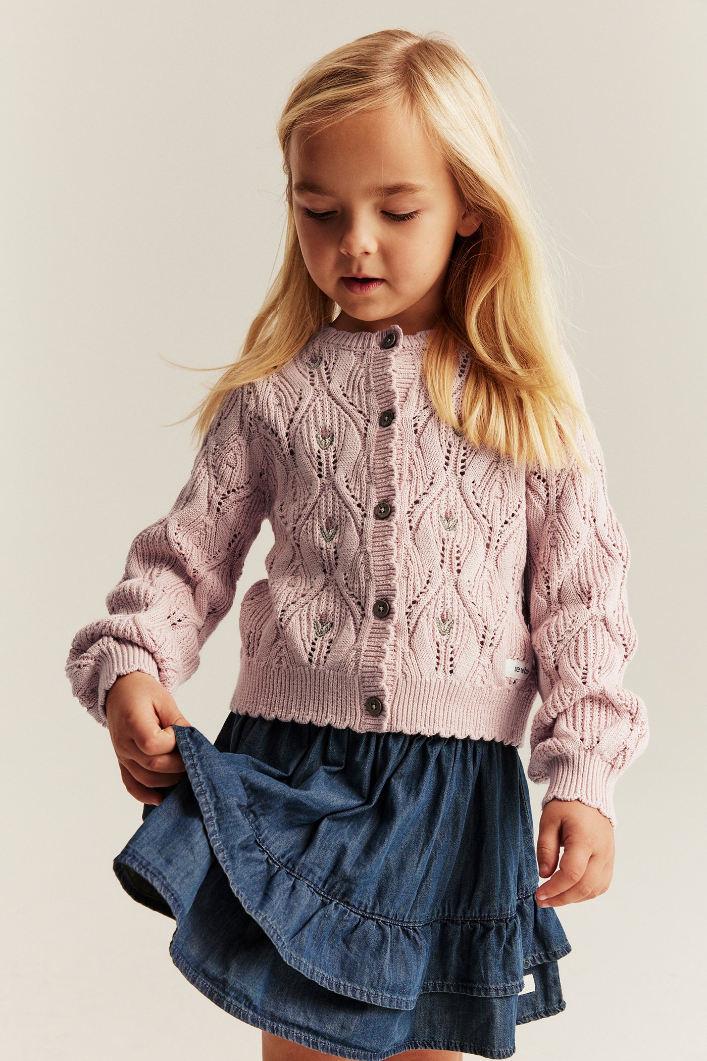 Baby & kids pink floral embroidered cardigan