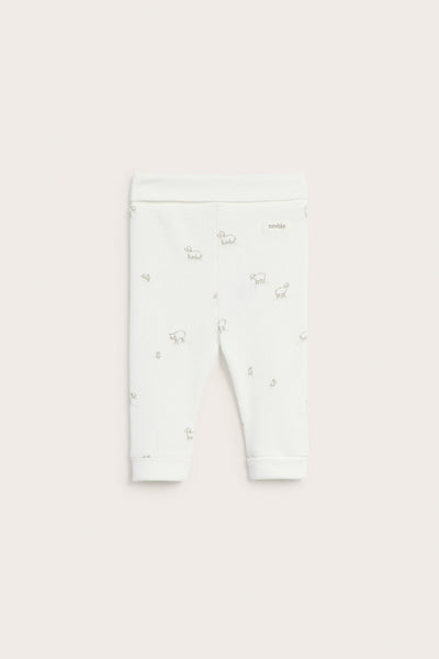 Baby white leggings with lamb print