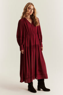 Women's red dress with lace details