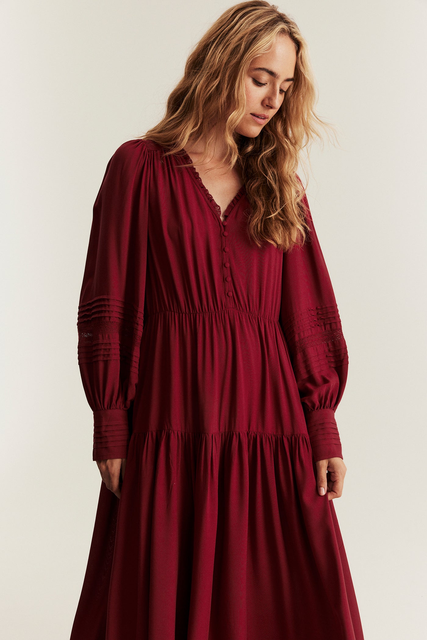 Women's red dress with lace details