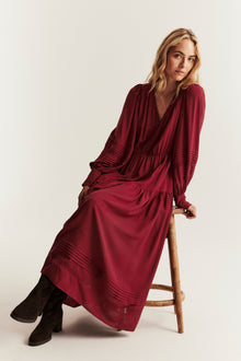 Women's red dress with lace details