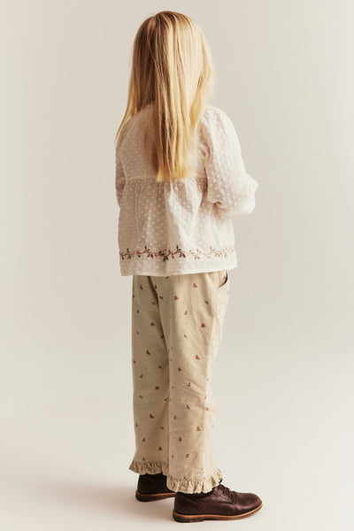 Kids beige floral corduroy trousers