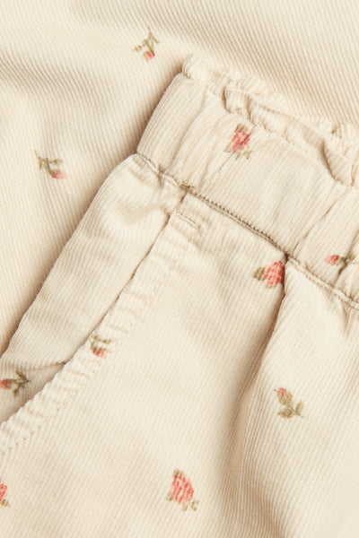 Kids beige floral corduroy trousers