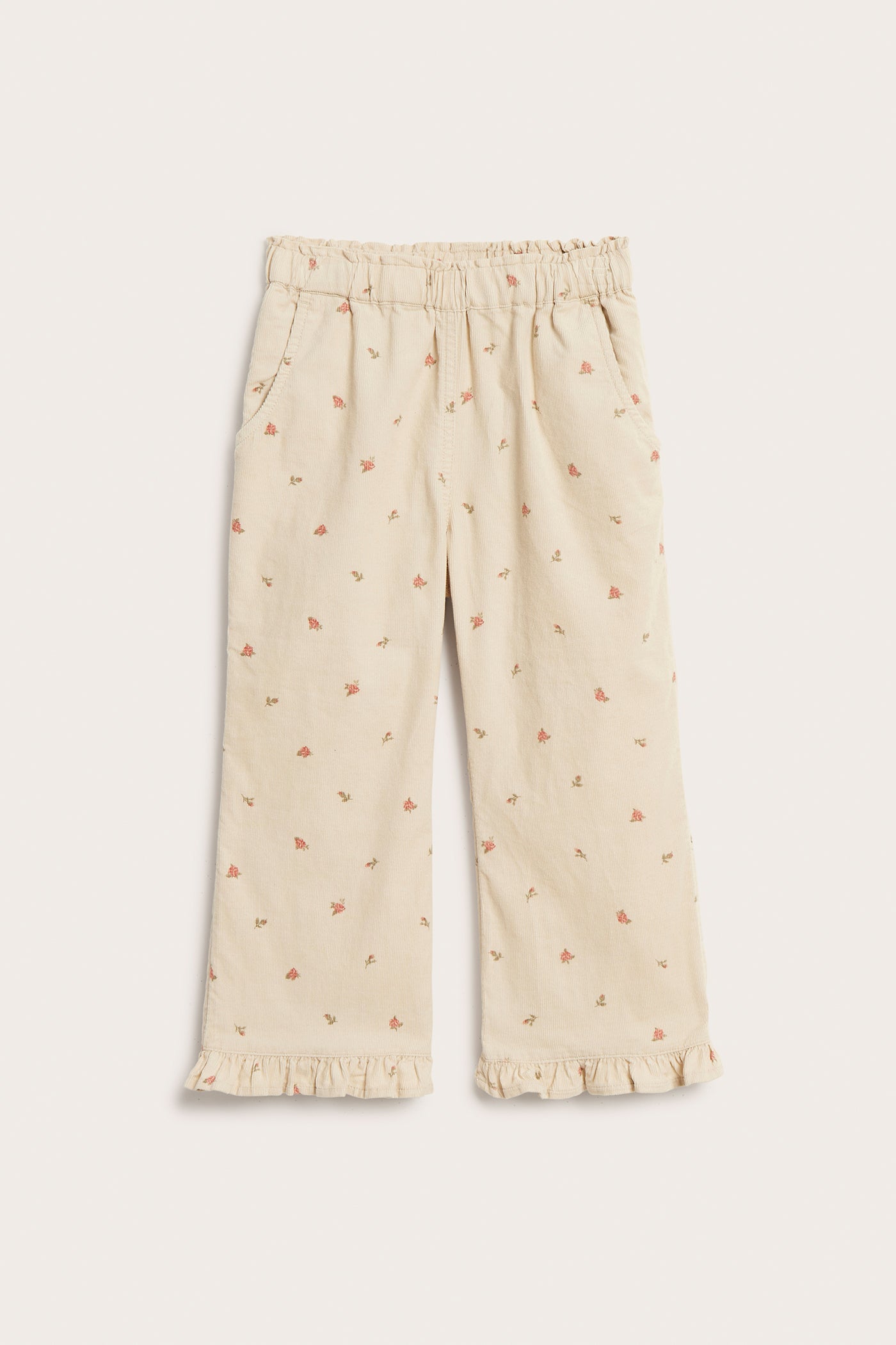 Kids beige floral corduroy trousers