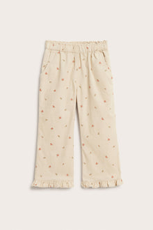 Kids beige floral corduroy trousers