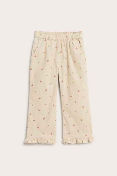 Kids beige floral corduroy trousers