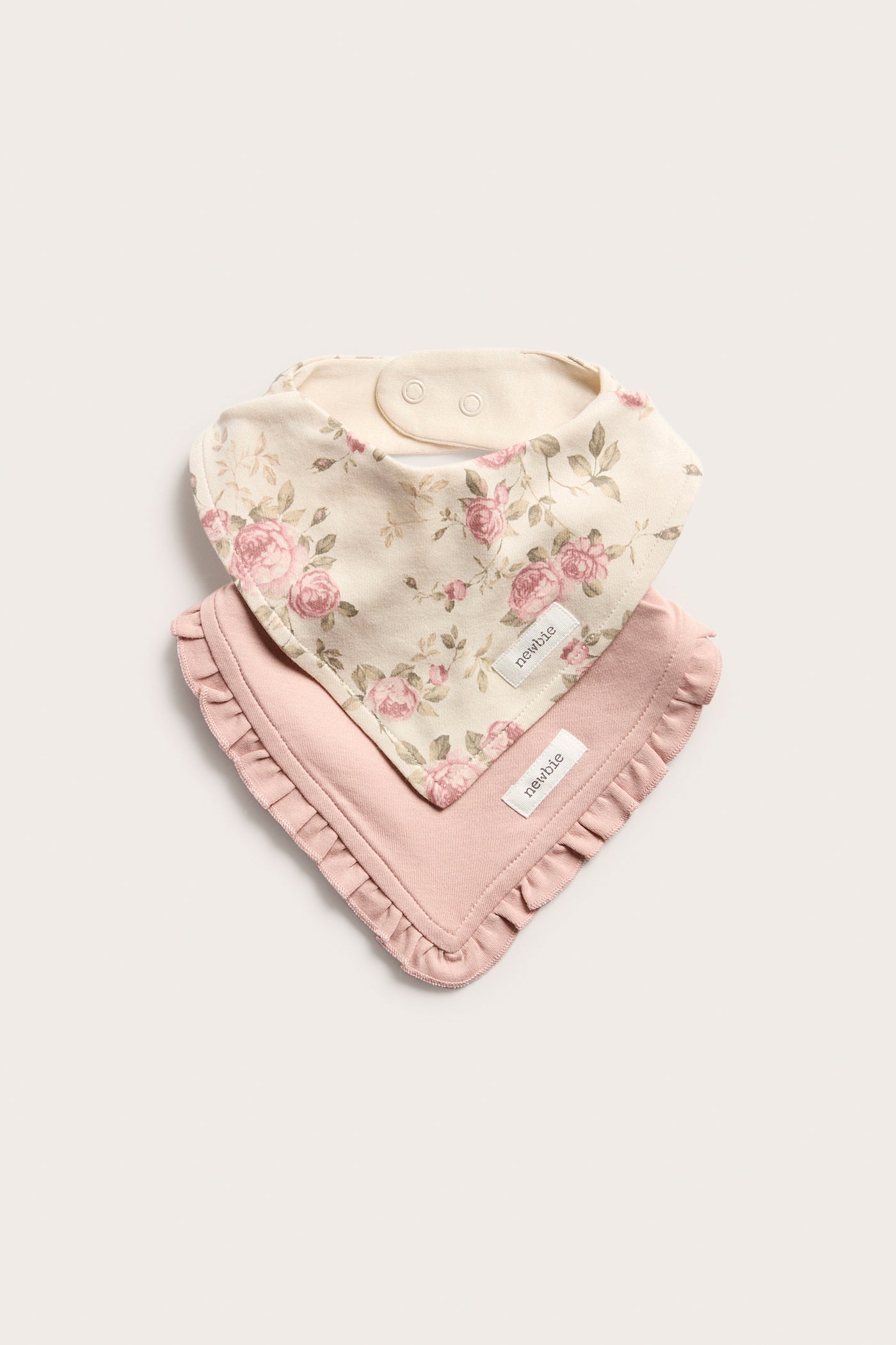 Baby pink/beige floral bibs 2-pack
