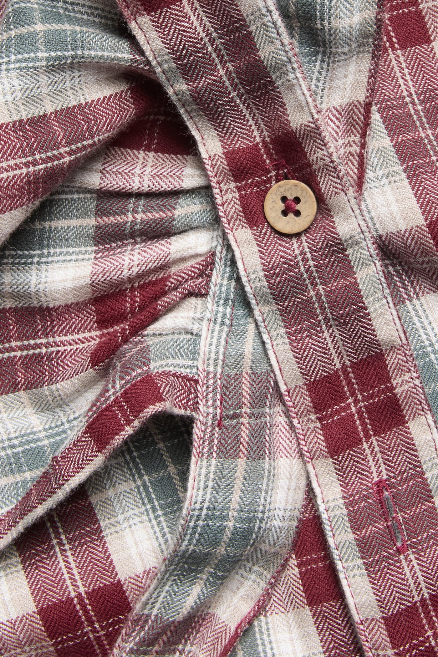 Women's red checked apron with frill detail