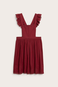 Women's red apron with frill detail