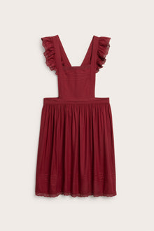 Women's red apron with frill detail